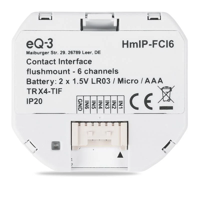 HmIP-FCI6 Univerzálny kontaktný senzor - skrytá montáž, 6 kanálov - Image 9