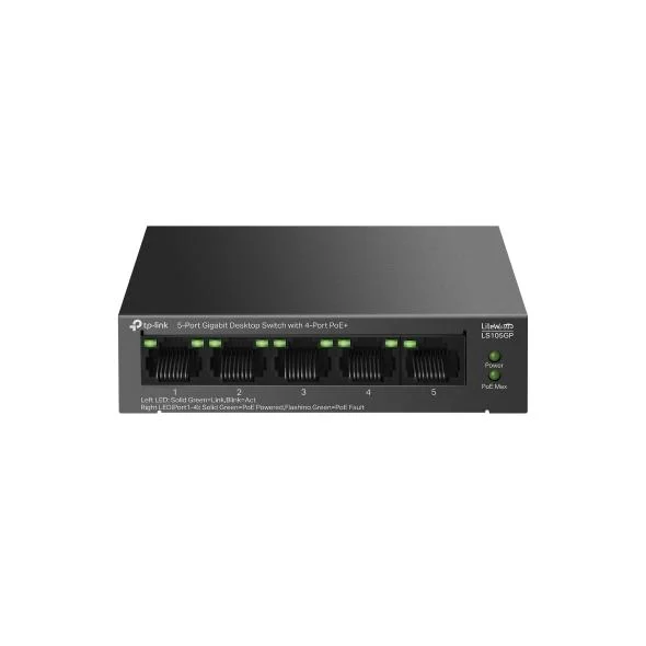 LS105GP 4× Gigabit PoE+ Ports, 1× Gigabit Non-PoE Port, 65W