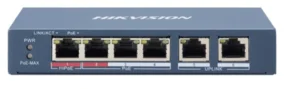 DS-3E1106HP-EI 4x100Mb PoE+2x100Mb RJ45, smart switch, 60W