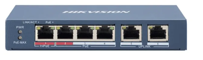 DS-3E1106HP-EI 4x100Mb PoE+2x100Mb RJ45, smart switch, 60W