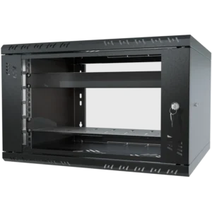 19Rack6U450P150 nást. rack 19" 6U, sklo, demont, čierny + polica