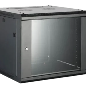 DS-XS6409-S/B rack 19" 9U 600x450x501, sklo, čierny, poskladaný
