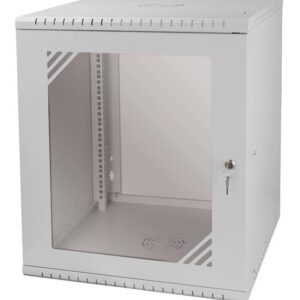 19Rack12U600 nástenný rack 19" 12U 520x600, sklo, demont, šedý