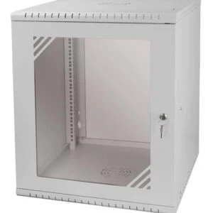 19Rack12U600 nástenný rack 19" 12U 520x600, sklo, demont, šedý